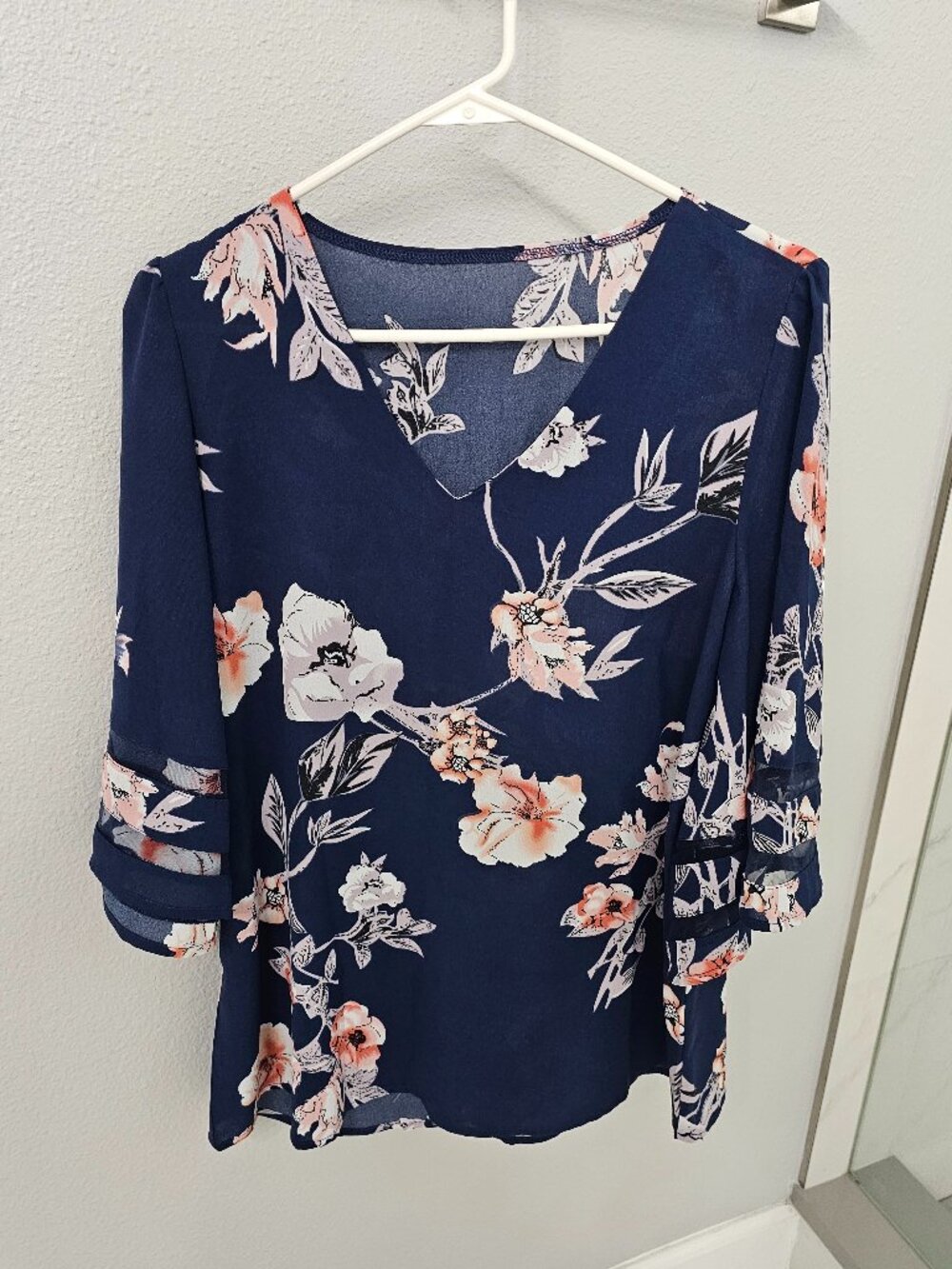 V-Neck Floral Blouse - Size L